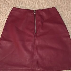 maroon leather skirt
